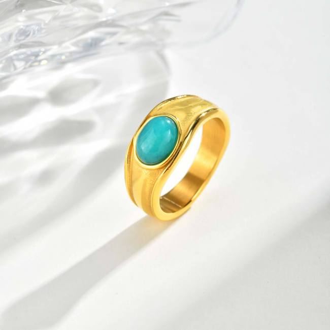 Wholesale Stainless Steel Oval Stone Ring