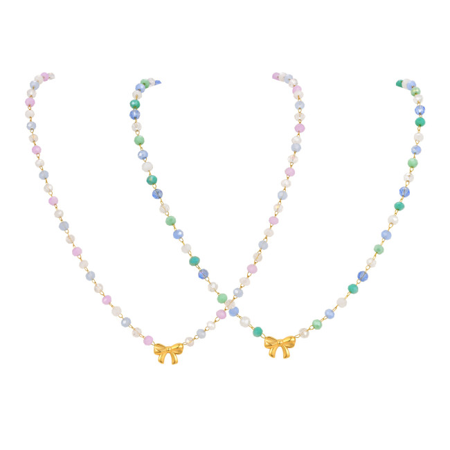 Wholesale Stainless Steel Ribbon Bead Necklace
