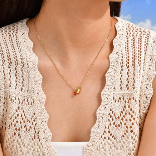 Wholesale Stainless Steel Lock Birthstone Necklace