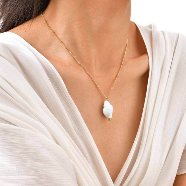 Wholesale Stainless Steel Ceramic Conch Necklace