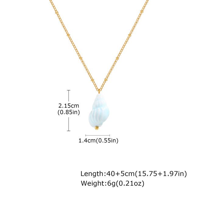 Wholesale Stainless Steel Ceramic Conch Necklace