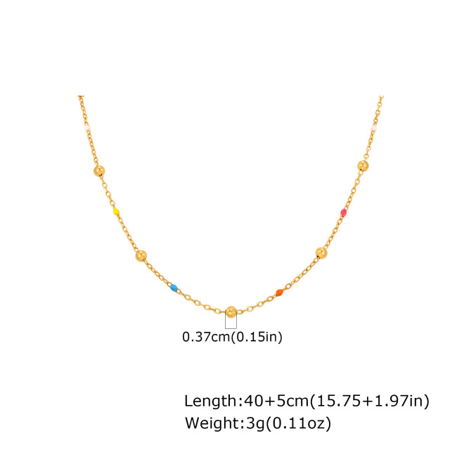 Wholesale Stainless Steel Colorful Beads Necklace