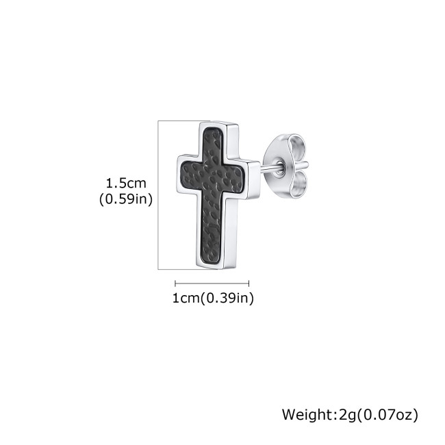 Wholesale Stainless Steel Hammered Cross Earrings
