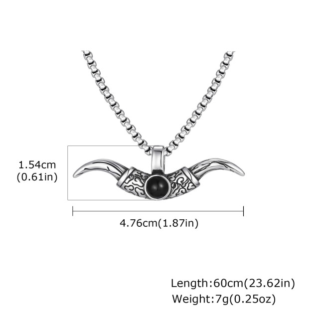 Wholesale Stainless Steel Men's Bullhorn Necklace