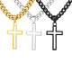 Wholesale Stainless Steel hollow Cutout Cross Pendant Curb Chain Necklace