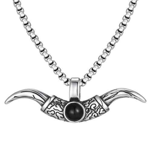Wholesale Stainless Steel Men's Bullhorn Necklace