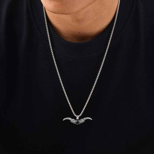 Wholesale Stainless Steel Men's Bullhorn Necklace