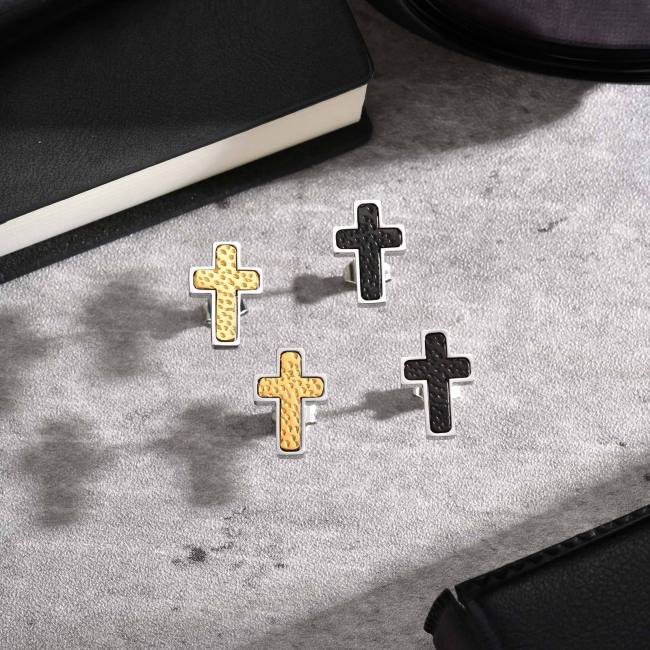 Wholesale Stainless Steel Hammered Cross Earrings