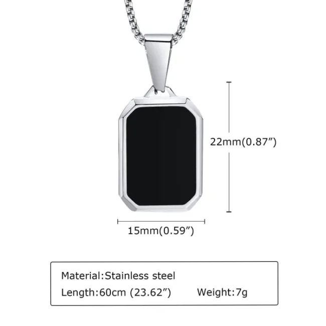Wholesale Stainless Steel Men Octagonal Pendant with Stone