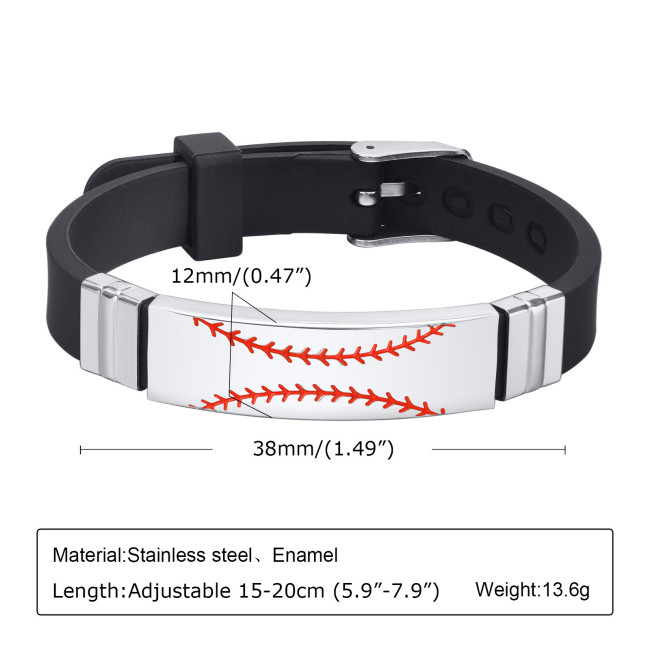 Wholesale Stainless Steel Baseball Bracelet