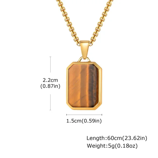 Wholesale Stainless Steel Men Octagonal Pendant with Stone