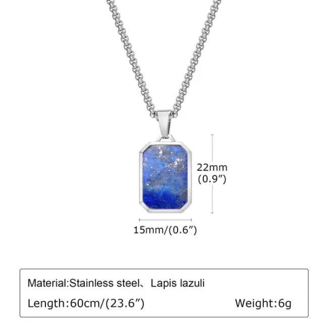 Wholesale Stainless Steel Men Octagonal Pendant with Stone