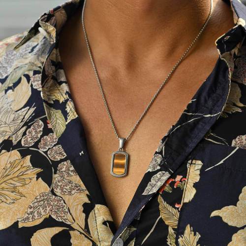 Wholesale Stainless Steel Tiger Eye Stone Pendant