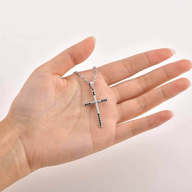Wholesale Stainless Steel Black Zirconia Cross Pendant