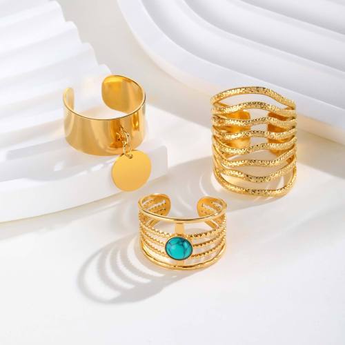 Wholesale Stainless Steel Turquoise Open Ring