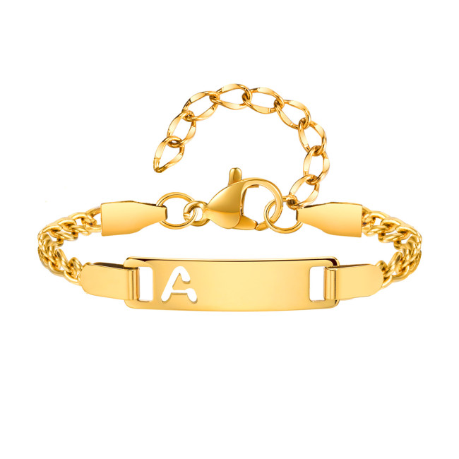 Wholesale Stainless Steel Alphabet Kid's Engravable Bracelet