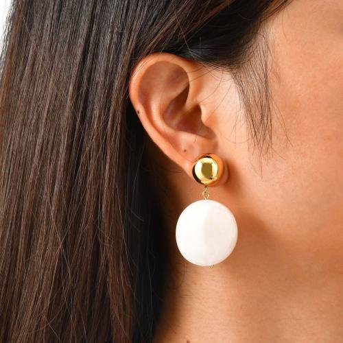 Wholesale Stainless Steel White Resin Earrings