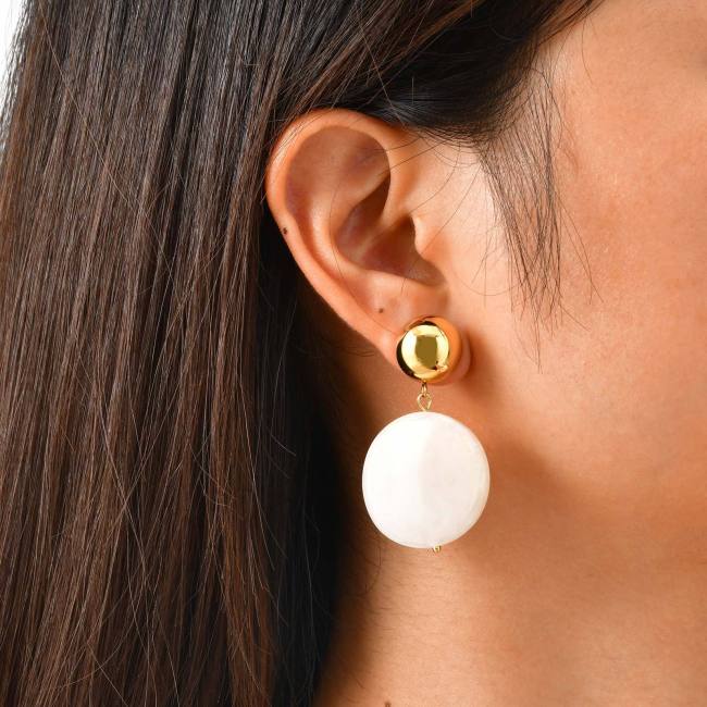 Wholesale Stainless Steel White Resin Earrings