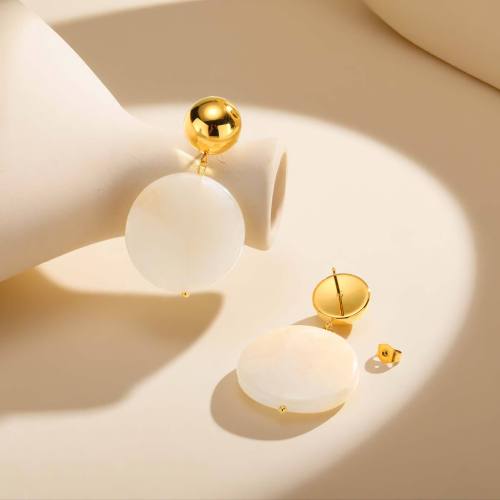 Wholesale Stainless Steel White Resin Earrings