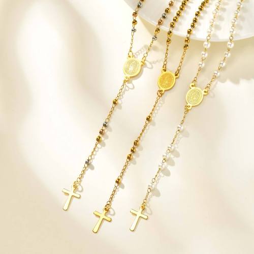 Wholesale Stainless Steel Crucifix Madonna Necklace