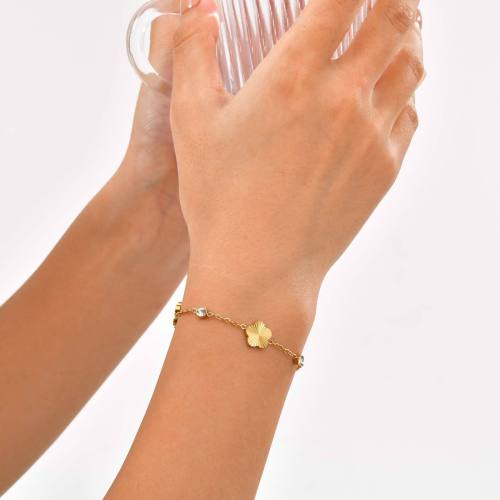 Wholesale Stainless Steel Five Leaf Flower Bracelet