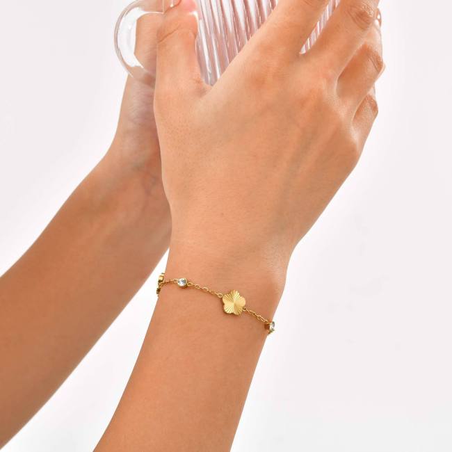Wholesale Stainless Steel Five Leaf Flower Bracelet