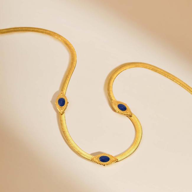Wholesale Stainless Steel Blue Devil's Eye Necklace