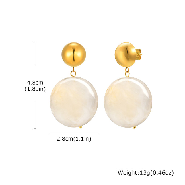 Wholesale Stainless Steel White Resin Earrings