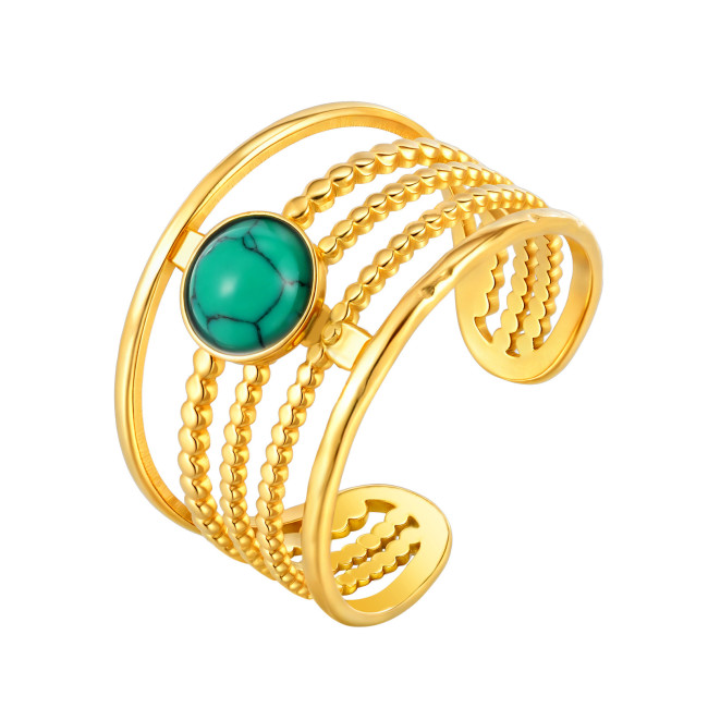 Wholesale Stainless Steel Turquoise Open Ring
