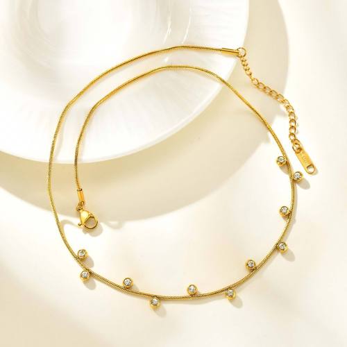 Wholesale Stainless Steel White Zirconia Necklace