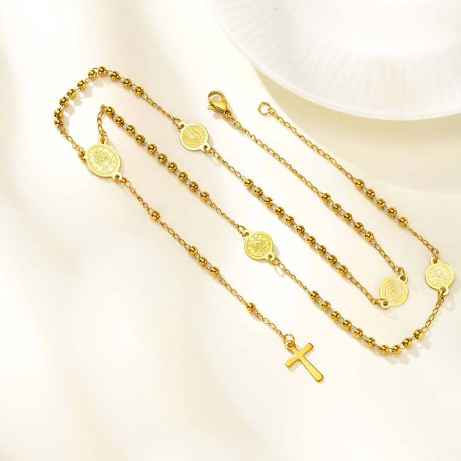 Wholesale Stainless Steel Crucifix Madonna Necklace