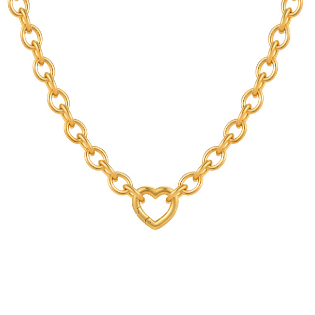 Wholesale Stainless Steel Heart Clasp Necklace