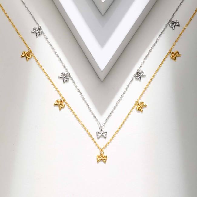 Wholesale Stainless Steel Ribbon Gold Necklace
