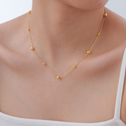 Wholesale Stainless Steel Alternate Ball Bead Station Chain Necklace & Bracelet Set