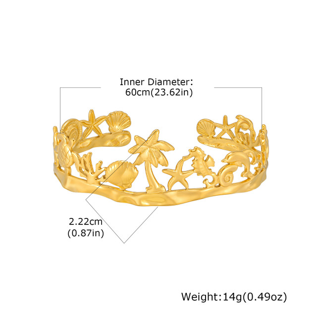 Wholesale Stainless Steel Coconut Shell Open Bangle