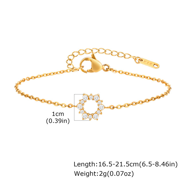 Wholesale Stainless Steel Zirconia Flower Bracelet