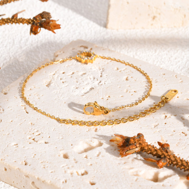 Wholesale Stainless Steel Zirconia Flower Bracelet