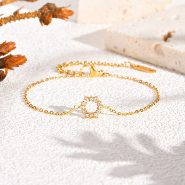 Wholesale Stainless Steel Zirconia Flower Bracelet