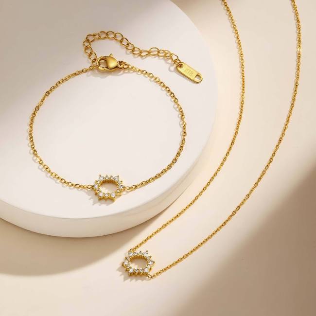 Wholesale Stainless Steel Zirconia Flower Bracelet