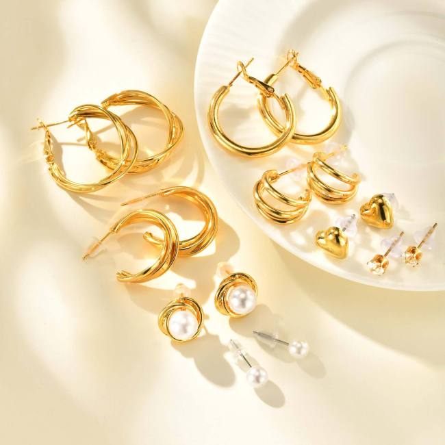 Wholesale Copper Four-Piece Pearl Earrings