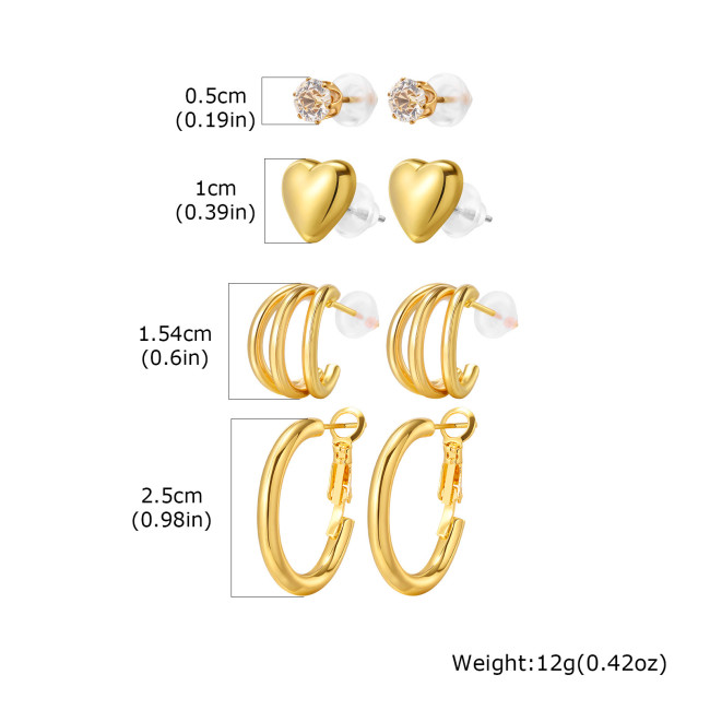 Wholesale Copper Four-Piece Pearl Earrings