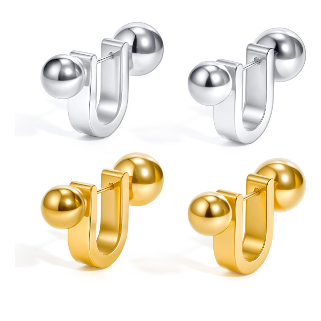 Wholesale Stainless Steel U-Shaped Fashion Earrings