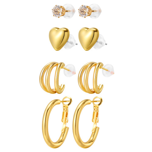 Wholesale Copper Four-Piece Pearl Earrings