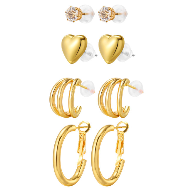 Wholesale Copper Four-Piece Pearl Earrings