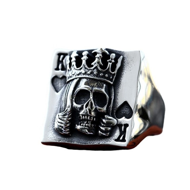 Wholesale Stainless Steel King of Spades Skull Ring