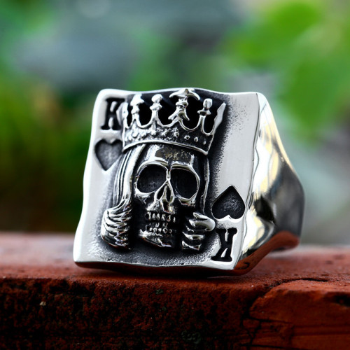 Wholesale Stainless Steel King of Spades Skull Ring