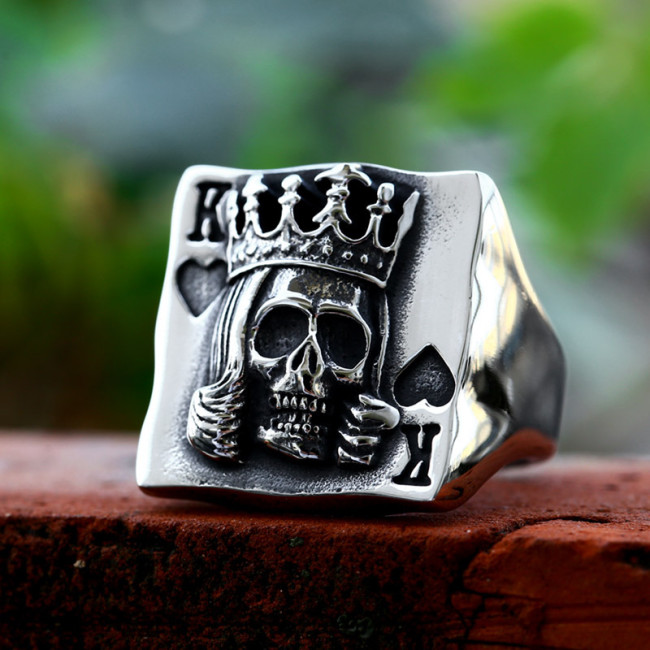 Wholesale Stainless Steel King of Spades Skull Ring