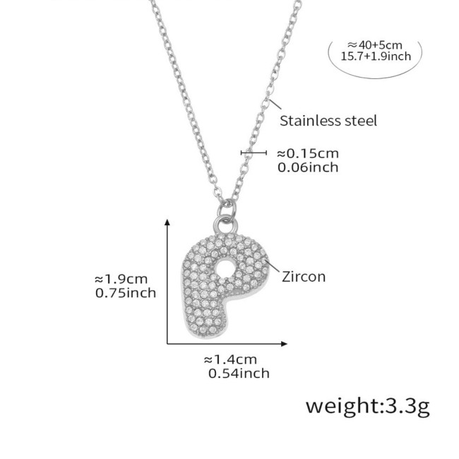 Wholesale Stainless Steel 5A CZ Initial Necklace