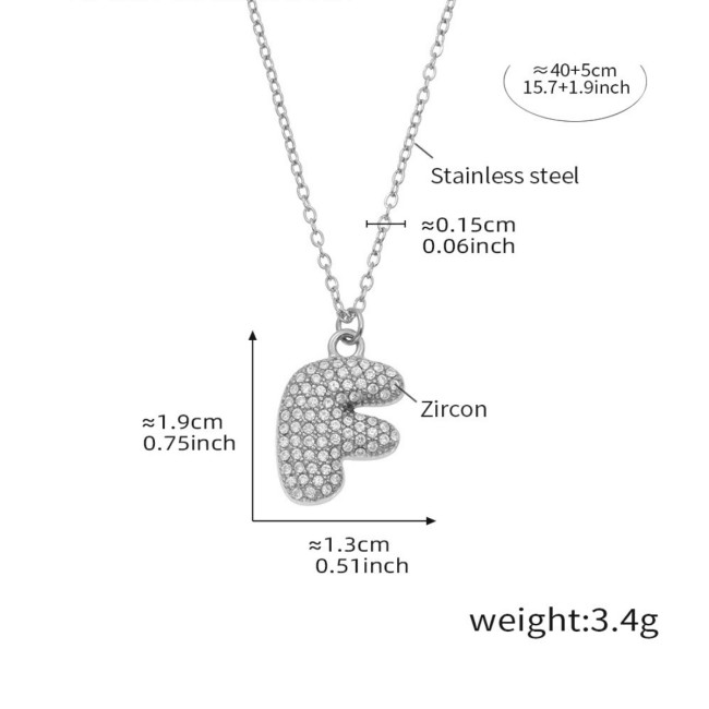 Wholesale Stainless Steel 5A CZ Initial Necklace