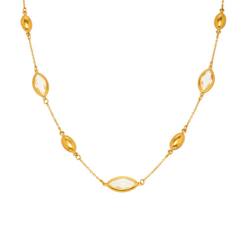 Wholesale Stainless Steel Glass Stone Necklace